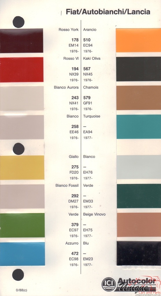 1976-1982 Fiat Paint Charts Autocolor